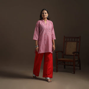 Short cotton jacquard kurta for women 23 - handcrafted