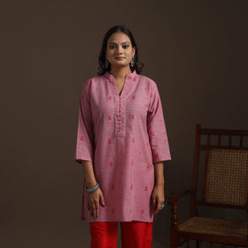 Short cotton jacquard kurta for women 23 - handcrafted