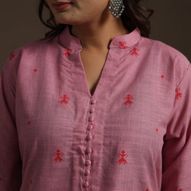 Short cotton jacquard kurta for women 23 - handcrafted