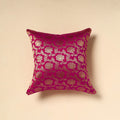  Pink Silk Banarasi Cushion Cover with Zari Work