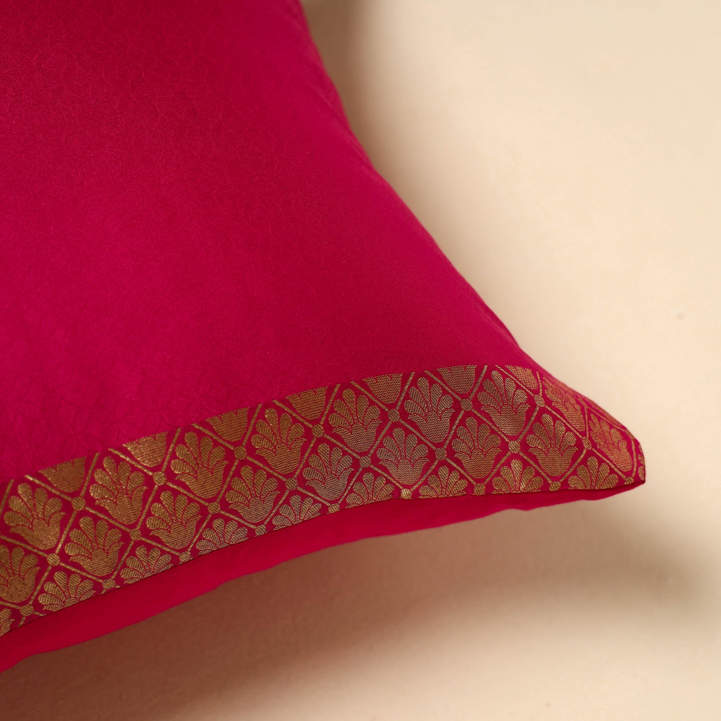 Pink - silk banarasi cushion cover with zari work 33