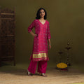Pink - silk bandhani kurta set with lagdi patta (set of 2)