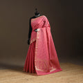 Pink - silk cotton cutwork buti banarasi saree 58