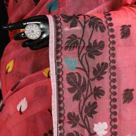 Pink - silk cotton dhakai jamdani saree 06 - handcrafted