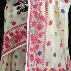 Silk cotton dhakai jamdani saree 15 - handcrafted