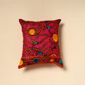 Buy Pink Silk Cotton Phulkari Embroidered Cushion Cover
