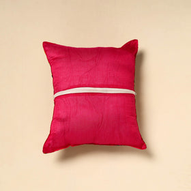 Buy Pink Silk Cotton Phulkari Embroidered Cushion Cover