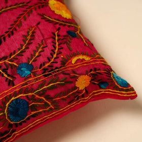 Buy Pink Silk Cotton Phulkari Embroidered Cushion Cover
