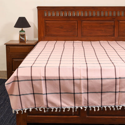 Pink - single handloom cotton bed sheet (90 x 60 in) 105