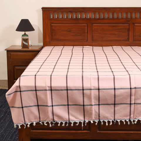 Pink - single handloom cotton bed sheet (90 x 60 in) 105