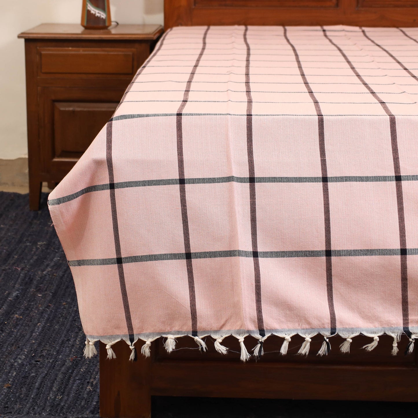 Pink - single handloom cotton bed sheet (90 x 60 in) 105