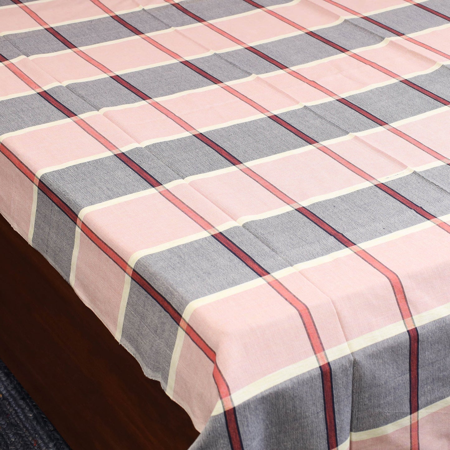Pink - single handloom cotton bed sheet (90 x 60 in) 111