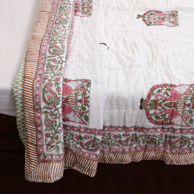Pink - Single - Reversible Sanganeri Block Print Cotton Quilt 31