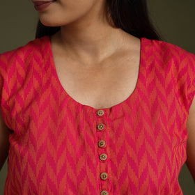  Pink Sleeveless Cotton Jacquard Crop Top