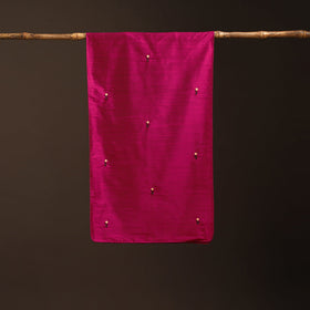 Slub silk hand embroidered plain stole 04 - handcrafted