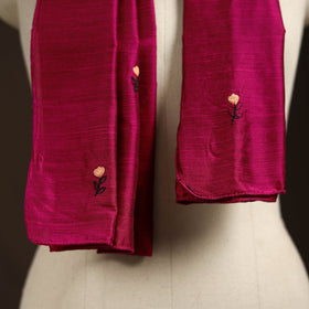 Slub silk hand embroidered plain stole 04 - handcrafted