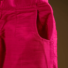 Pink - slub silk plain palazzo 04 - handcrafted
