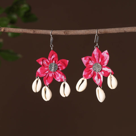 Pink - somya fabart phool kali shell earrings - handcrafted