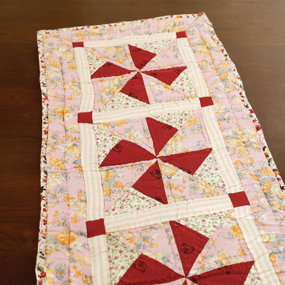 Pink Applique Quilted Table Runner Online in India