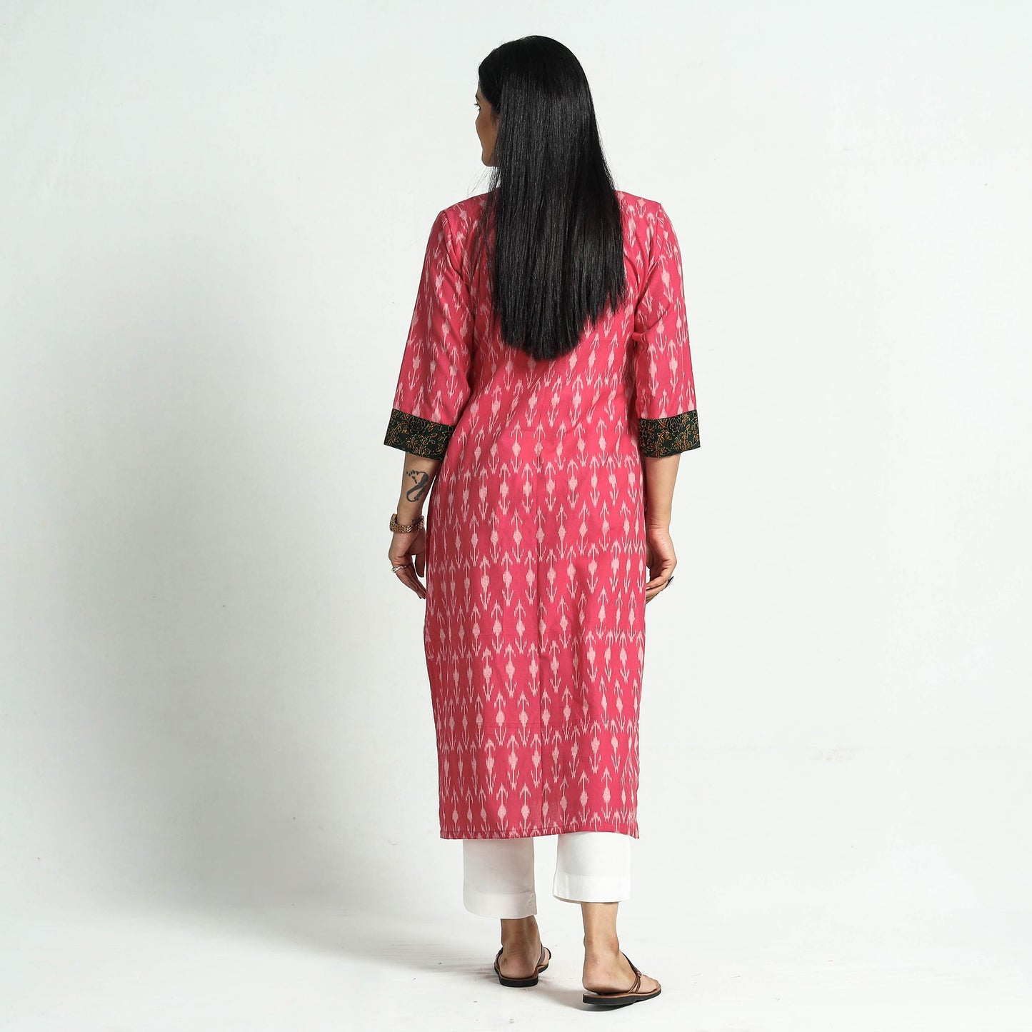 Buy Pochampally Ikat Weave Patchwork Cotton Kurta Online at iTokri.com