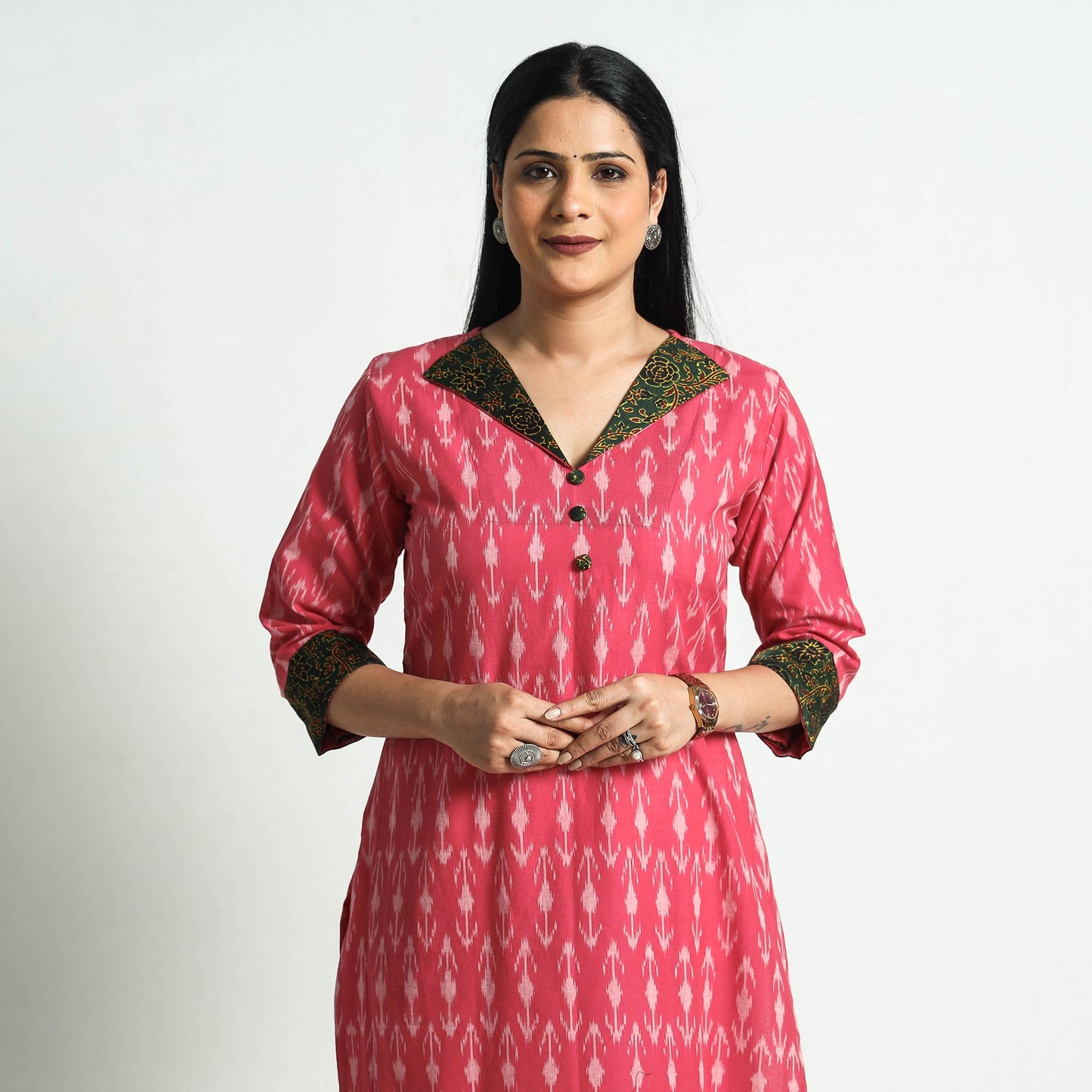 Buy Pochampally Ikat Weave Patchwork Cotton Kurta Online at iTokri.com