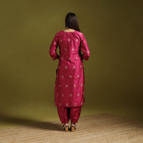 Spun dupion viscose silk thread buti 2pc kurta set