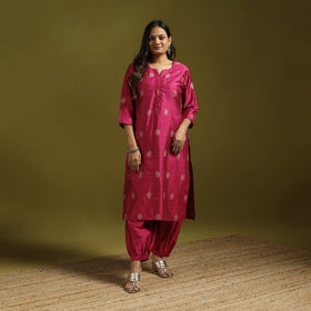 Spun dupion viscose silk thread buti 2pc kurta set