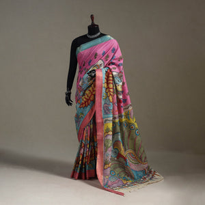 Srikalahasti handpainted natural dyed bangalore silk zari