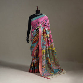 Srikalahasti handpainted natural dyed bangalore silk zari