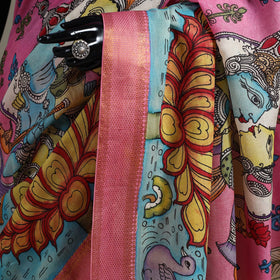 Srikalahasti handpainted natural dyed bangalore silk zari