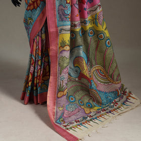 Srikalahasti handpainted natural dyed bangalore silk zari