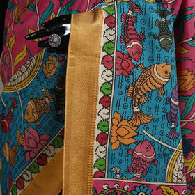 Srikalahasti handpainted natural dyed bangalore silk zari