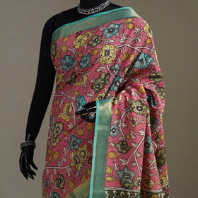 Srikalahasti handpainted natural dyed bangalore silk zari