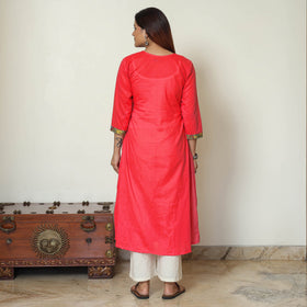 Buy Srikalahasti Kalamkari Patchwork Plain Cotton A-Line Kurta 14 Online at iTokri.com