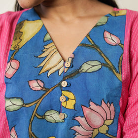  Srikalahasti Kalamkari Patchwork Plain Running Stitch Cotton Long Kurta 38 Online at iTokri.com