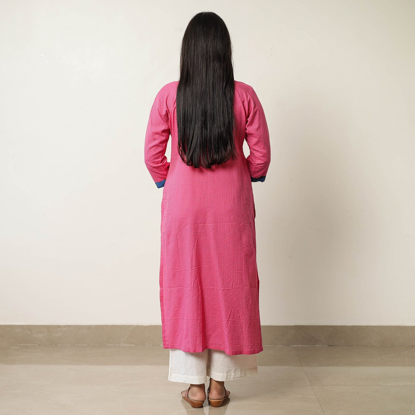 Srikalahasti Kalamkari Patchwork Plain Running Stitch Cotton Long Kurta 38 Online at iTokri.com