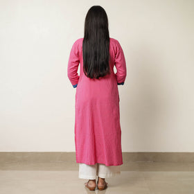  Srikalahasti Kalamkari Patchwork Plain Running Stitch Cotton Long Kurta 38 Online at iTokri.com
