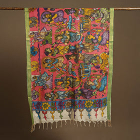 Pen Work Chanderi Silk Handpainted Kalamkari Dupatta