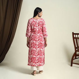 Buy Pink Straight Batik Print Cotton Kurta for Women