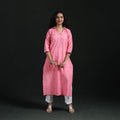 Straight cotton jacquard kurta for women 02 - handcrafted