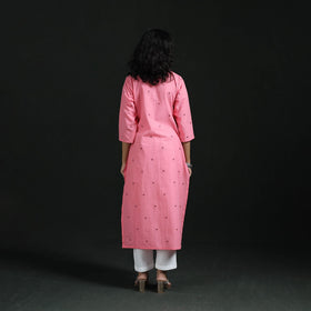 Straight cotton jacquard kurta for women 02 - handcrafted