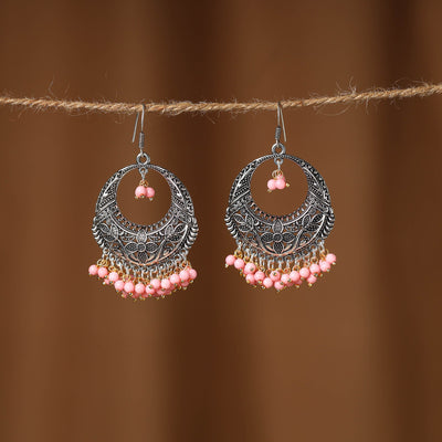 Pink - suhani german silver beaded earrings - handcrafted