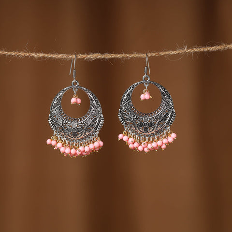 Pink - suhani german silver beaded earrings - handcrafted