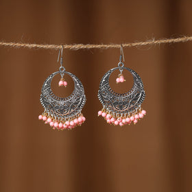 Pink - suhani german silver beaded earrings - handcrafted