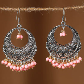 Pink - suhani german silver beaded earrings - handcrafted