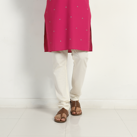 Pink - thread buti cotton long plain kurta for men 01