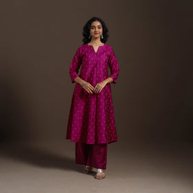Purple Thread Buti A-Line Spun Dupion Silk Kurta Set (Set of 2)