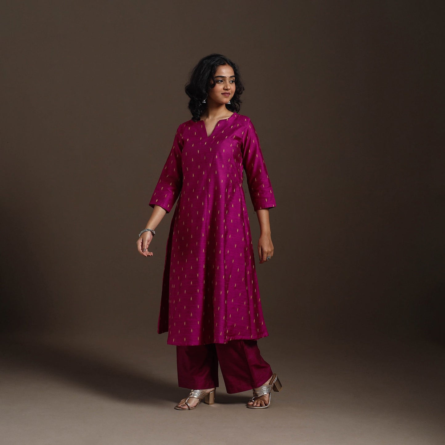 Purple Thread Buti A-Line Spun Dupion Silk Kurta Set (Set of 2)