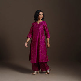 Purple Thread Buti A-Line Spun Dupion Silk Kurta Set (Set of 2)