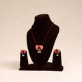Pink - thread work gs fabart necklace set 05 - handcrafted